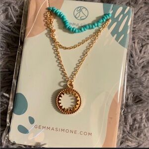 Gemma Simone Gold and Turquoise Necklace Set